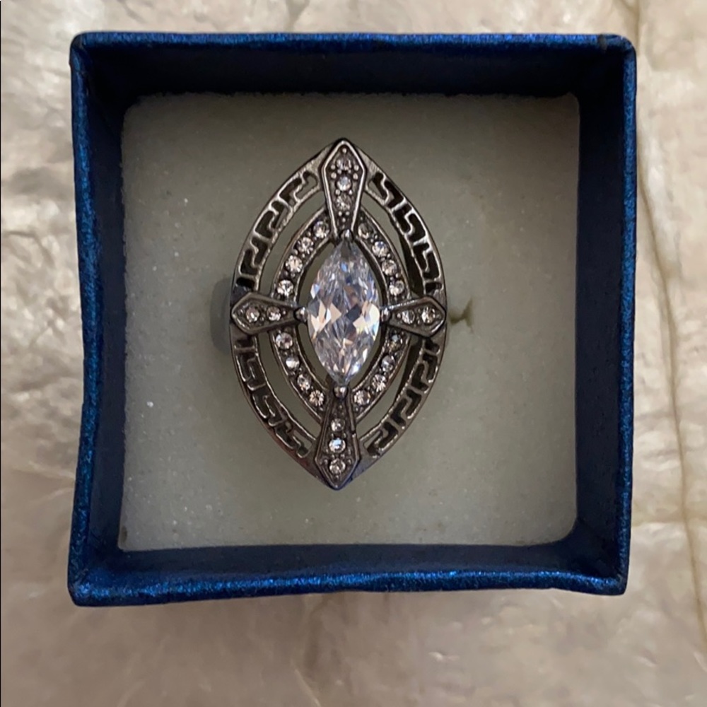 Silver Art Deco Cocktail Ring